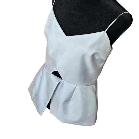 NICHOLAS Blue Silk Structured Tank Top Cut Out Regency Romantic Twee Coquette 8 - Picture 2 of 12